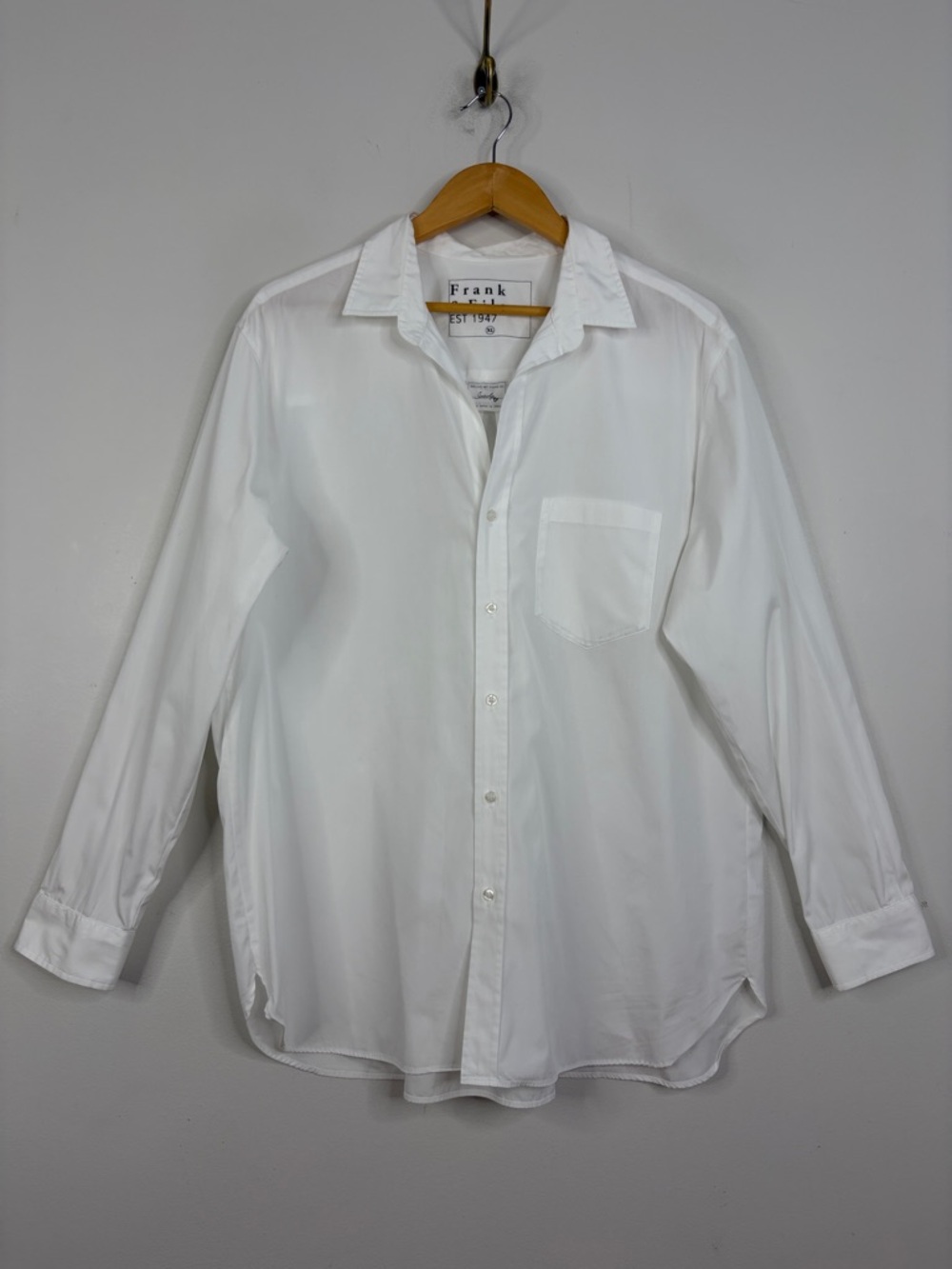 Frank & Eileen Joedy Shirt Women XL White Cotton Button Up Boyfriend Relaxed Fit
